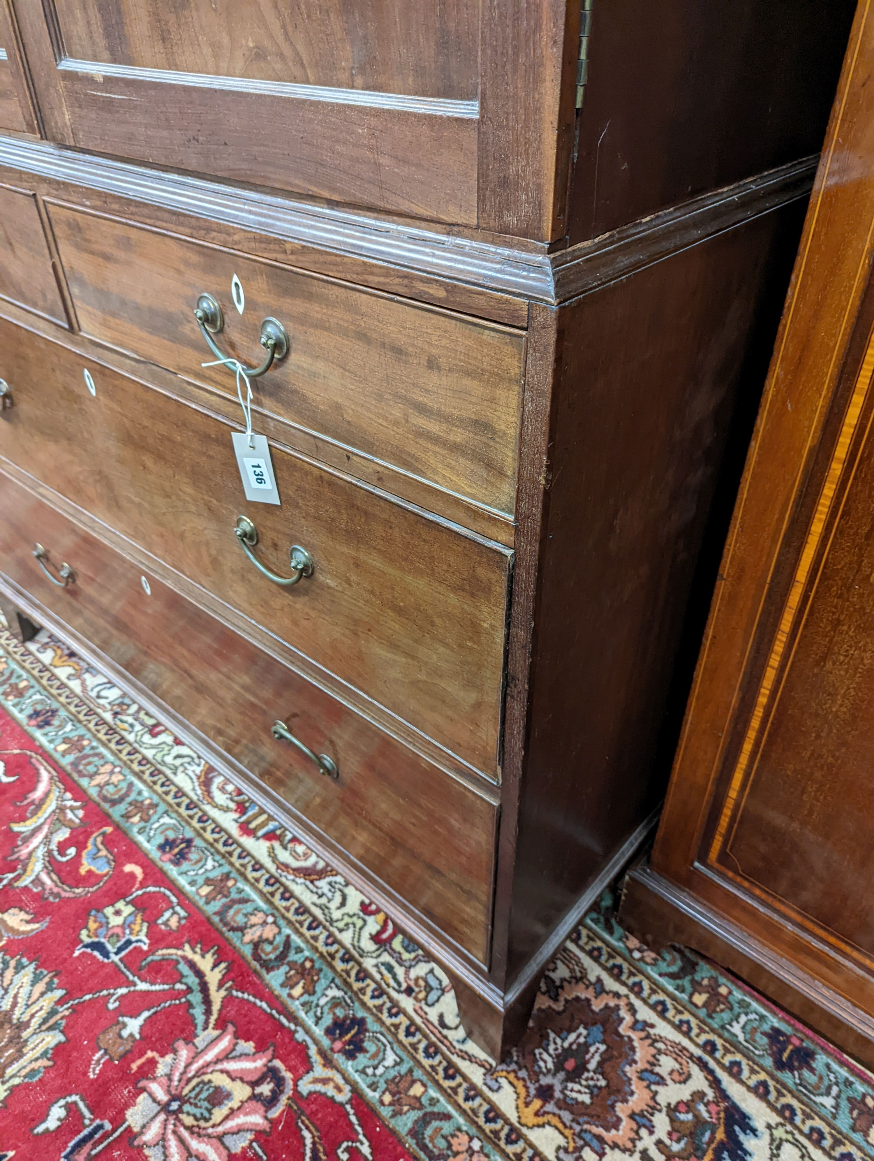 A George III mahogany linen press, length 122cm, depth 59cm, height 203cm